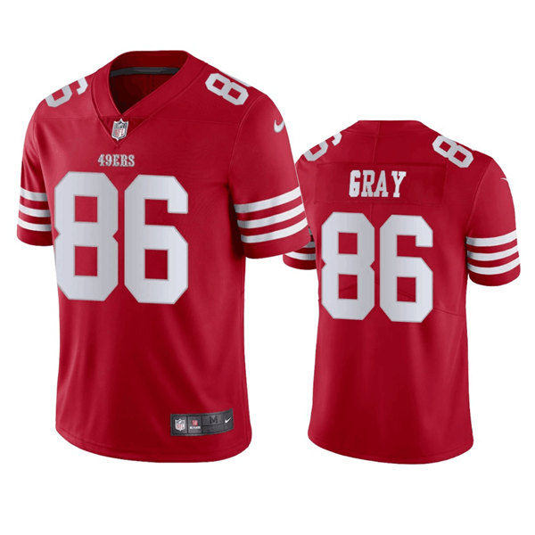 Men's San Francisco 49ers #86 Danny Gray 2022 New Scarlet Vapor Untouchable Stitched Football Jersey Men's San Francisco 49ers #86 Danny Gray 2022 New Scarlet Vapor Untouchable Stitched Football Jersey